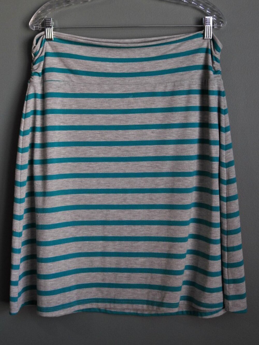 2/$15 Faded Glory Maxi Skirt A-line Teal and Gray Print Size L (12/14)